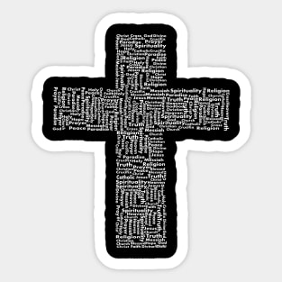 CATHOLIC CHRISTIAN CROSS MADE WITH WORDS Bible-Inspired Design Sticker